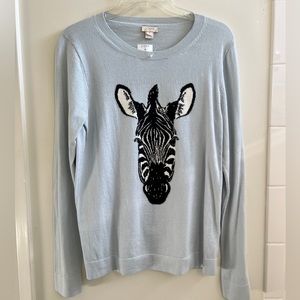 NWT J Crew Intarsia zebra sweater M